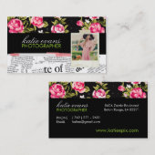 Pink Newspapier Foto Business Card Visitenkarte (Vorne/Hinten)