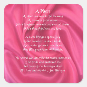 Pink - Niece Gedicht Quadratischer Aufkleber