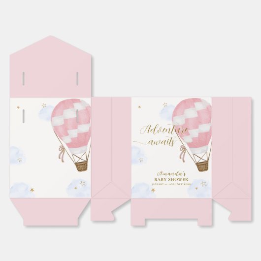 Pink Niedlich Adventure Hot Air Ballon Babydusche Geschenkschachtel (Ungefaltet)