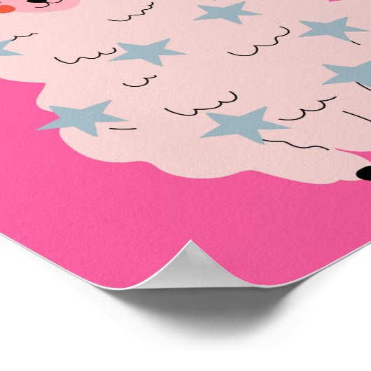 Pink Niedlich Alpaca Poster (Ecke)