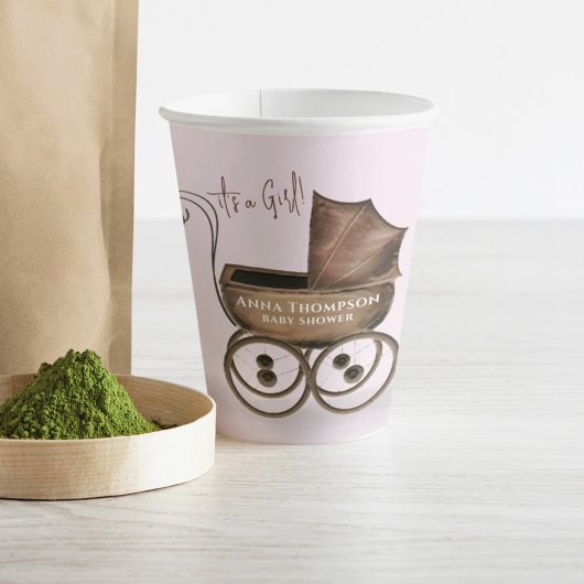 Pink Niedlich Baby Girl Dusche nach Maß Pappbecher