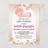 Pink Niedlich Baby Girl Rose Blume Babydusche Kind Postkarte (Vorderseite)