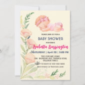 Pink Niedlich Baby Girl Tulpe Blume Babydusche Kin Einladung (Vorderseite)