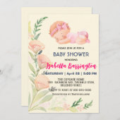Pink Niedlich Baby Girl Tulpe Blume Babydusche Kin Einladung (Vorne/Hinten)