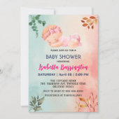 Pink Niedlich Baby Girlleder Blume Babydusche Kind Einladung (Vorderseite)