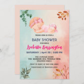 Pink Niedlich Baby Girlleder Blume Babydusche Kind Einladung (Vorne/Hinten)