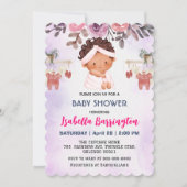 Pink Niedlich Baby Girls Rose Blume Kinderdusche Einladung (Vorderseite)