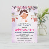 Pink Niedlich Baby Girls Rose Blume Kinderdusche Einladung (Stehend Vorderseite)