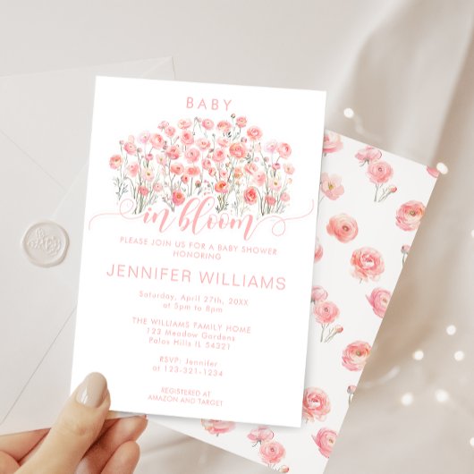 Pink Niedlich Baby in blühender Floral Baby Girl D Einladung