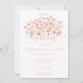 Pink Niedlich Baby in blühender Floral Baby Girl D Einladung (Vorderseite)
