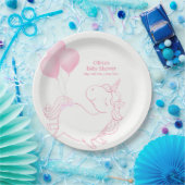 Pink Niedlich Balloon Unicorn Kinderdusche Pappteller (Party)