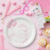 Pink Niedlich Balloon Unicorn Kinderdusche Pappteller (Party)
