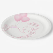 Pink Niedlich Balloon Unicorn Kinderdusche Pappteller (Schrägansicht)