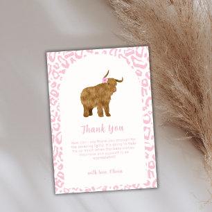 Pink Niedlich Boho Holy Cow Floral Girl Babydusche Dankeskarte