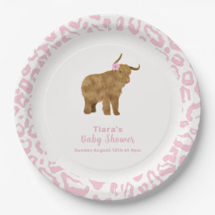 Pink Niedlich Boho Holy Cow Floral Girl Babydusche Pappteller