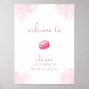 Pink Niedlich Bonjour Bébé Macaron Babydusche Empf Poster