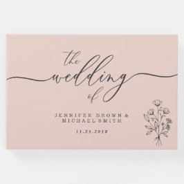 Pink Niedlich Botanischer Blumenstrauß Gästebuch