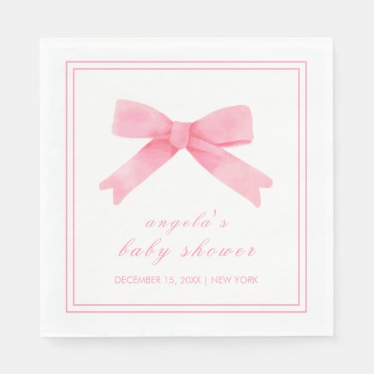 Pink Niedlich Bow Girl Babydusche Serviette (Vorderseite)