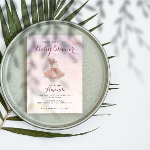 Pink Niedlich Bunny Animals Baby Dusche Einladung