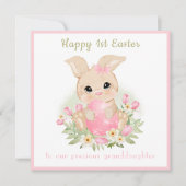 Pink Niedlich Bunny Grandtochter 1. Osterkarte Karte (Vorderseite)