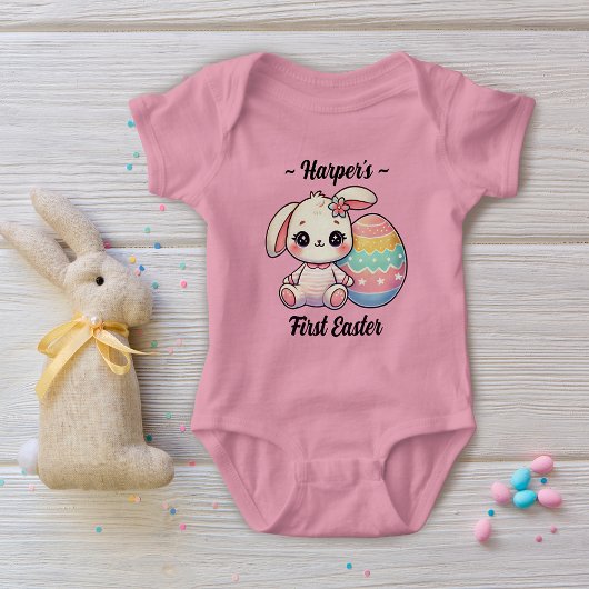 Pink Niedlich Bunny Personalisiert Baby's First Os Baby Strampler