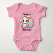 Pink Niedlich Bunny Personalisiert Baby's First Os Baby Strampler (Vorderseite)