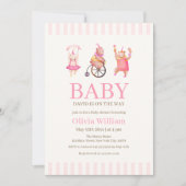 Pink Niedlich Circus Karneval Teddy Bear Babydusch Einladung (Vorderseite)