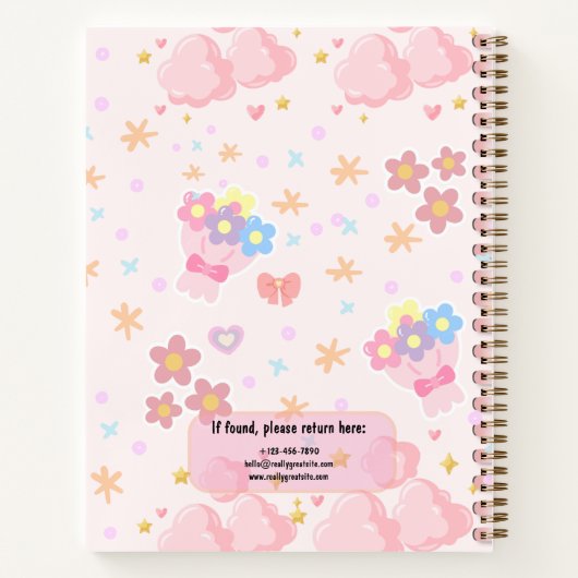 Pink Niedlich Colorful Custom Spirituosen Notebook Notizblock (Rückseite)