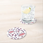 Pink Niedlich Crab Sea Tiermuster Kinder Runder Pappuntersetzer (Vor Ort)