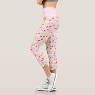 Pink Niedlich Cupcake Food Muster Capri Leggings