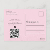 Pink Niedlich Cupcake QR Code Social Media Whimsic Postkarte (Rückseite)
