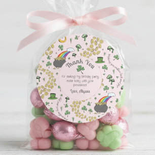 Pink, Niedlich & Curvy St. Patrick's Day Danke Runder Aufkleber