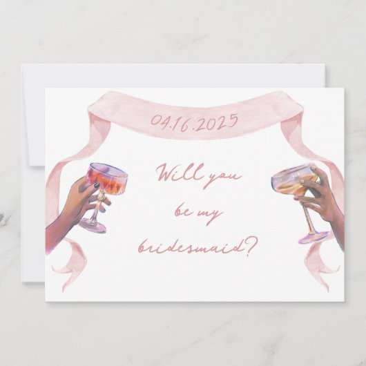 Pink Niedlich Elegante Custom Bridesmaid Vorschlag Mitteilungskarte (Vorderseite)