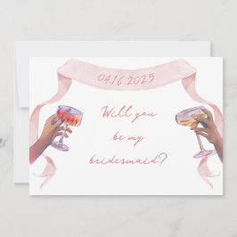 Pink Niedlich Elegante Custom Bridesmaid Vorschlag Mitteilungskarte