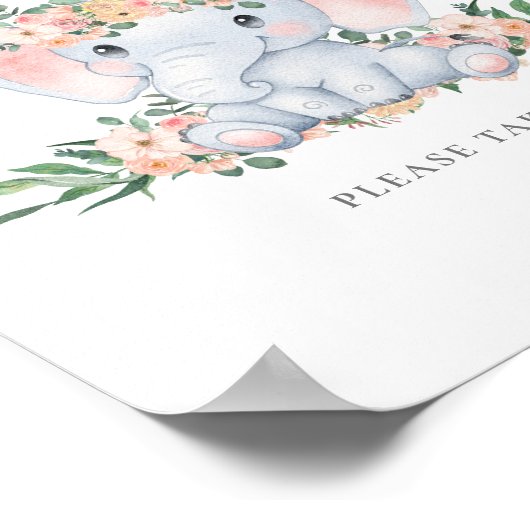 Pink Niedlich Elephant Girl Baby Shower Favorit Sc Poster (Ecke)