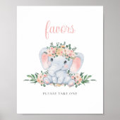 Pink Niedlich Elephant Girl Baby Shower Favorit Sc Poster (Vorne)