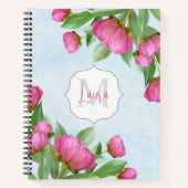 Pink Niedlich Floral Monogram Custom Notizblock (Vorderseite)