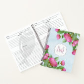 Pink Niedlich Floral Monogram Custom Notizblock (Innenseite)