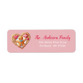 Pink Niedlich Gingerbread Man Heart Rücksendeadres (Vorne)