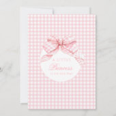 Pink Niedlich Gingham Coquette Bow Baby Girl Dusch Einladung (Rückseite)