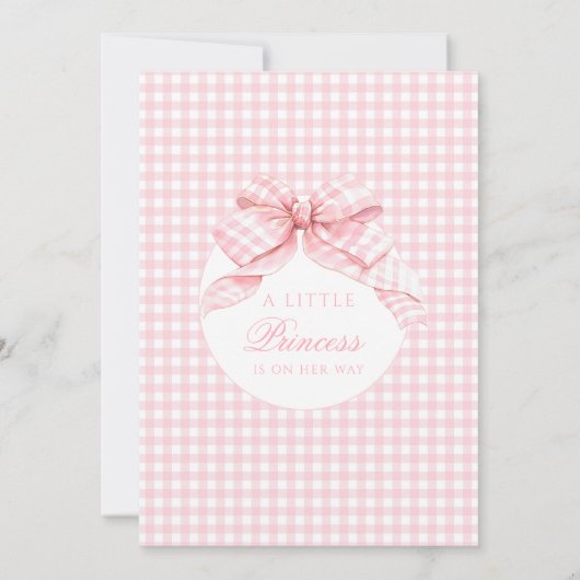Pink Niedlich Gingham Coquette Bow Baby Girl Dusch Einladung (Rückseite)
