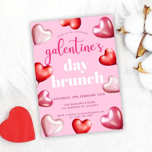 Pink Niedlich Girly Galentine's Day Brunch Einladung