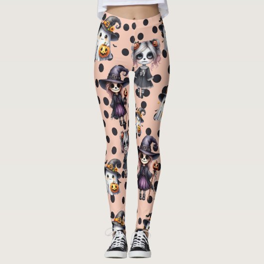 Pink Niedlich Halloween Leggings (Vorderseite)