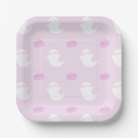 Pink Niedlich Halloween Pappteller (Vorderseite)