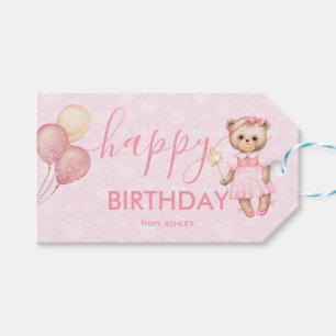 Pink Niedlich Happy Birthday Kids Geschenkanhänger