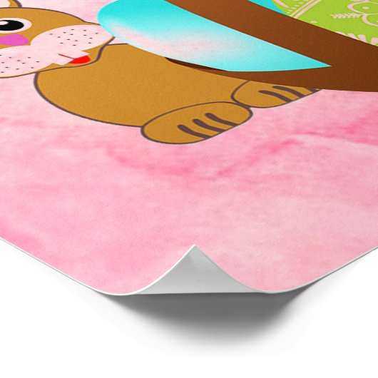 Pink Niedlich Happy Ostersonne Poster (Ecke)