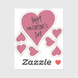 Pink Niedlich Happy Valentine's Day Heart Stickers Aufkleber