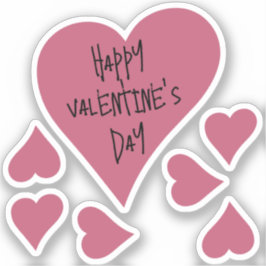 Pink Niedlich Happy Valentine's Day Heart Stickers Aufkleber