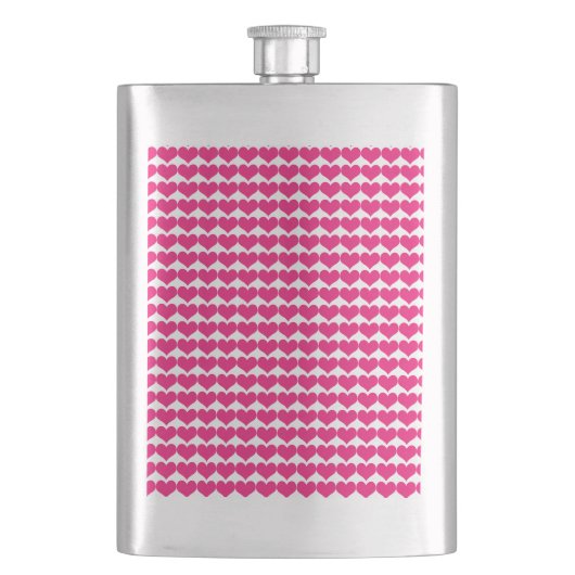 Pink Niedlich Hearts Muster Flasche Flachmann (Vorderseite)