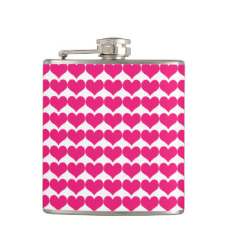 Pink Niedlich Hearts Muster Flasche Flachmann